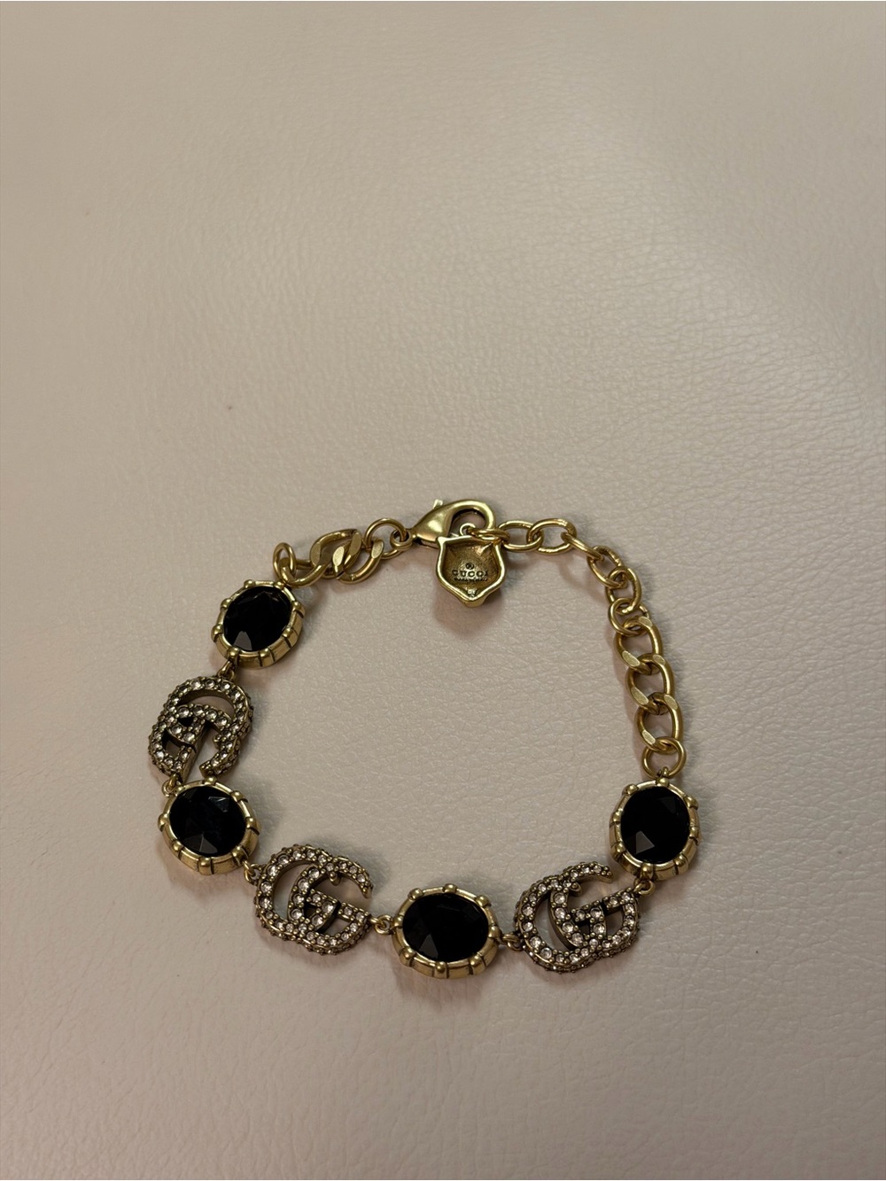 Gold & Black Crystal Link Gucci Bracelet -